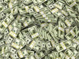 Dollars. Background from packs off money.