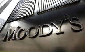 A Moody’s sign is displayed on 7 World Trade Center, the company’s corporate headquarters in New York