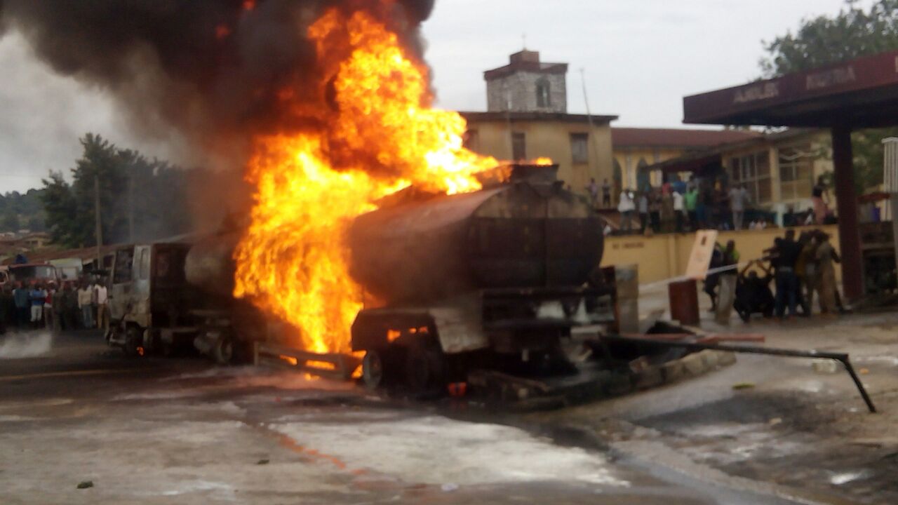 Video: Fire guts popular fuel station in Ibadan