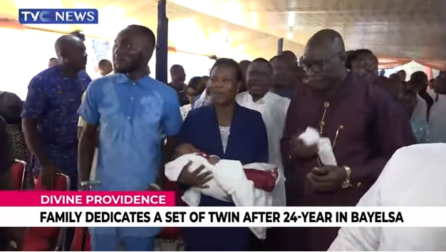 Bayelsa family barren for 24 years dedicates set of twins