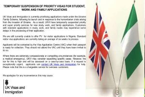 UK ON VISA ISSUANCE TO NIGERIANS