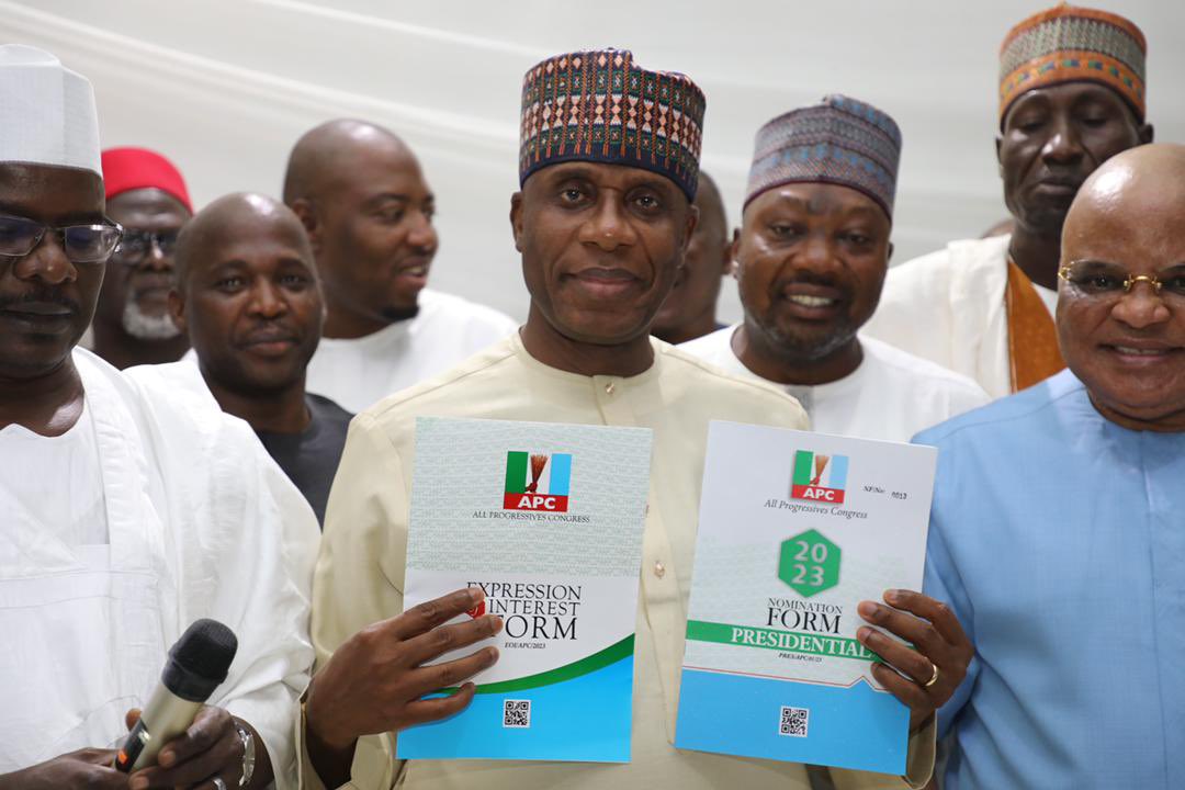 Minister of Transportation, Rotimi Amaechi obtains APC Presidential nomination form